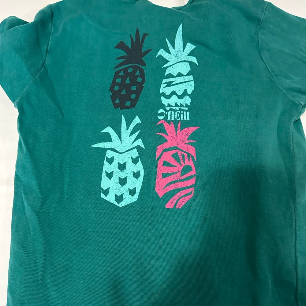 O'Neill Green and Black Short Sleeve Tees Tropical Pineapple